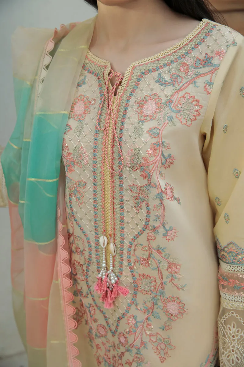 AQ-02  ASFA  | Qalamkar Qline Dastak Summer Collection 2022 | Unstitched Embroidered Lawn Suits