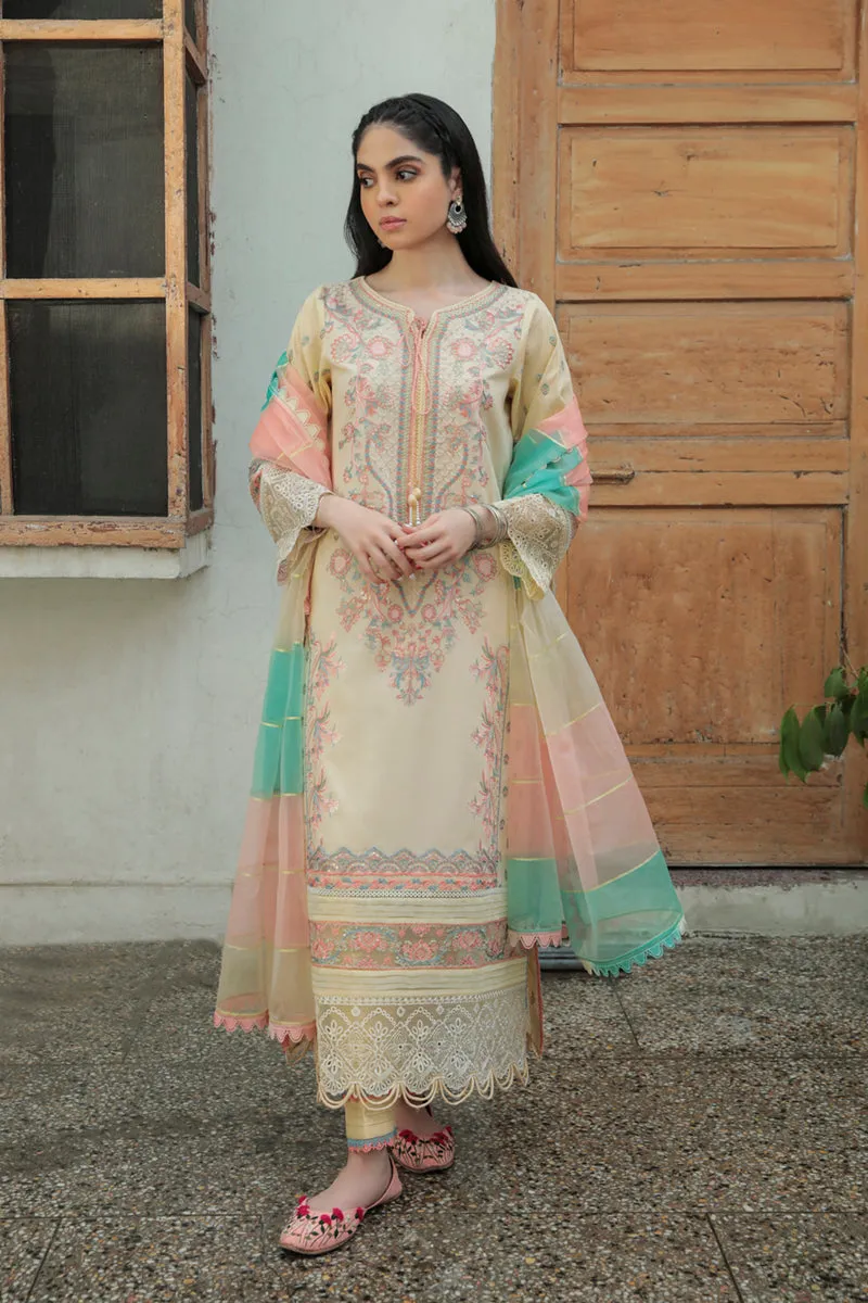 AQ-02  ASFA  | Qalamkar Qline Dastak Summer Collection 2022 | Unstitched Embroidered Lawn Suits