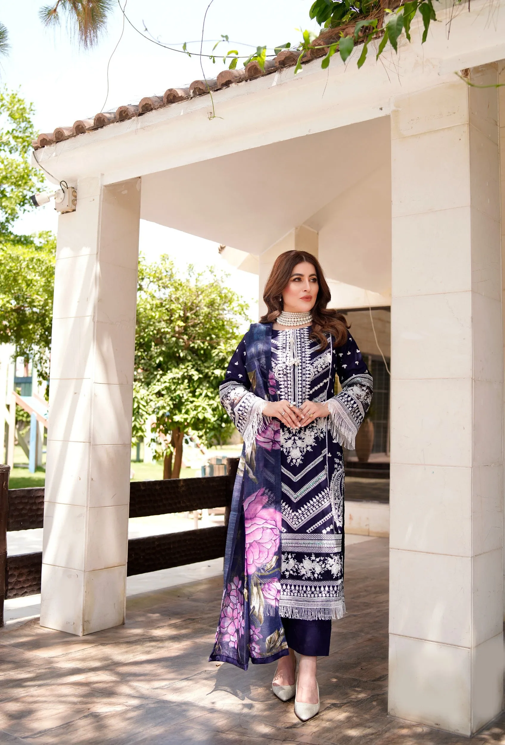 ATR-1129 - Navy Blue - Sehrish B Lux Cotton