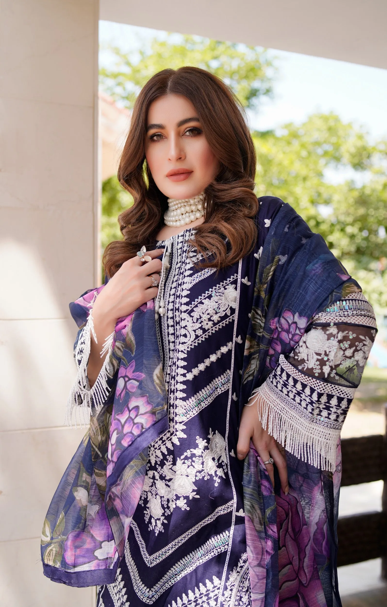 ATR-1129 - Navy Blue - Sehrish B Lux Cotton