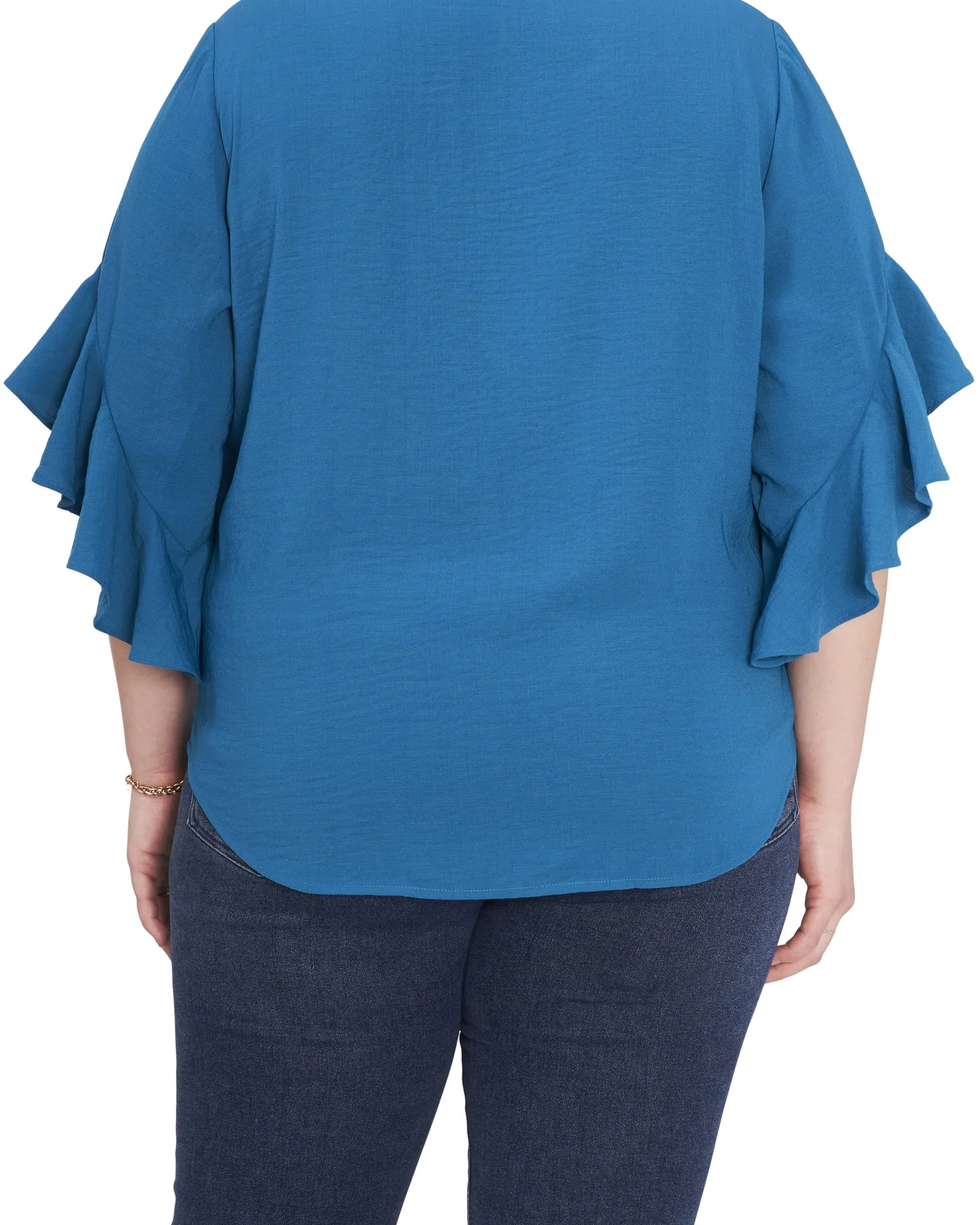 Aubrey Ruffle Sleeve Blouse | Teal