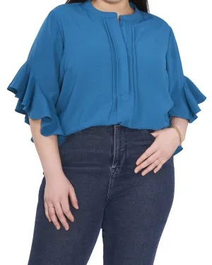 Aubrey Ruffle Sleeve Blouse | Teal