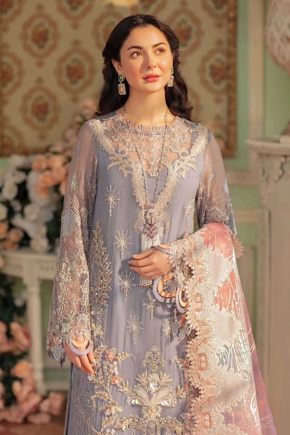 AYLIN NL-26 | Nureh The Secret Garden Luxury Formals Collection 2022 | Unstitched Embroidered Chiffon Suits