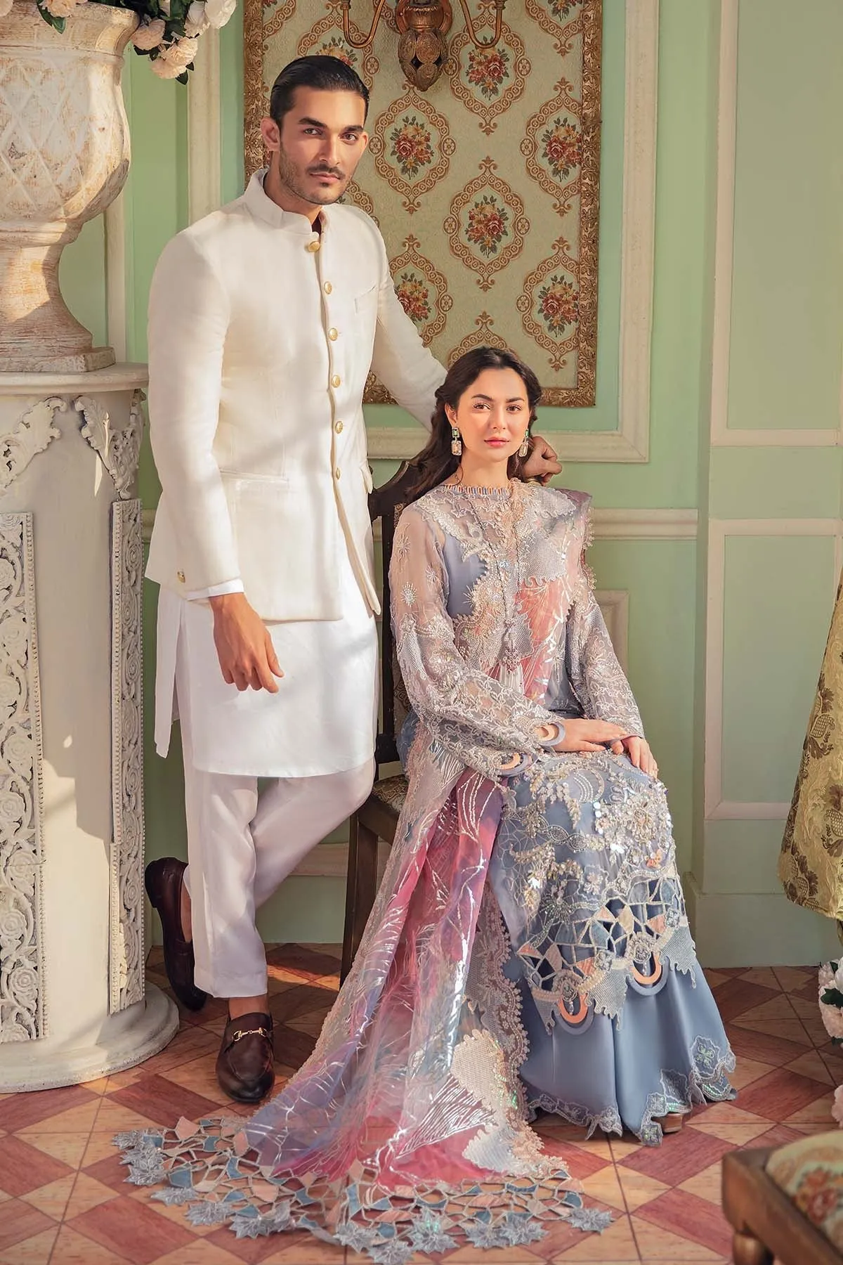 AYLIN NL-26 | Nureh The Secret Garden Luxury Formals Collection 2022 | Unstitched Embroidered Chiffon Suits