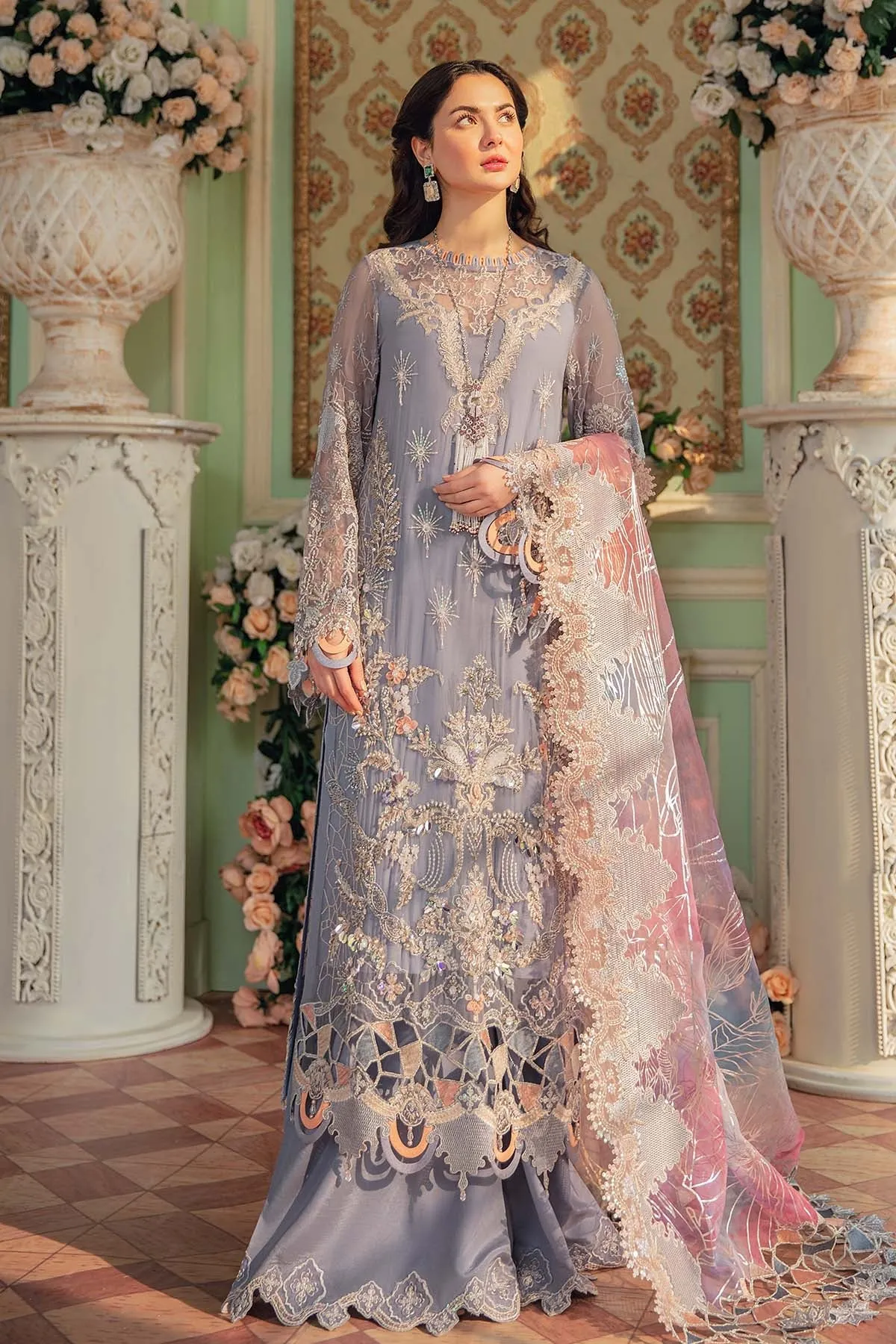 AYLIN NL-26 | Nureh The Secret Garden Luxury Formals Collection 2022 | Unstitched Embroidered Chiffon Suits