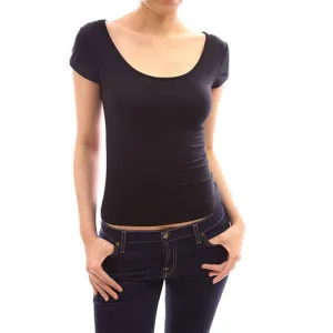 Backless T Shirt Women Lace Clubwear Shirts Splicing Tops Women T-Shirt Black White Short Sleeve Tshirt