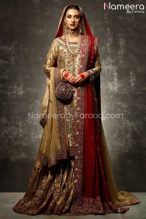 Banarsi Gharara with Embellished Shirt in Gold #BS174