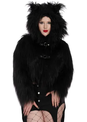 Banned Alternative Buffy Fuzzy Jacket Black