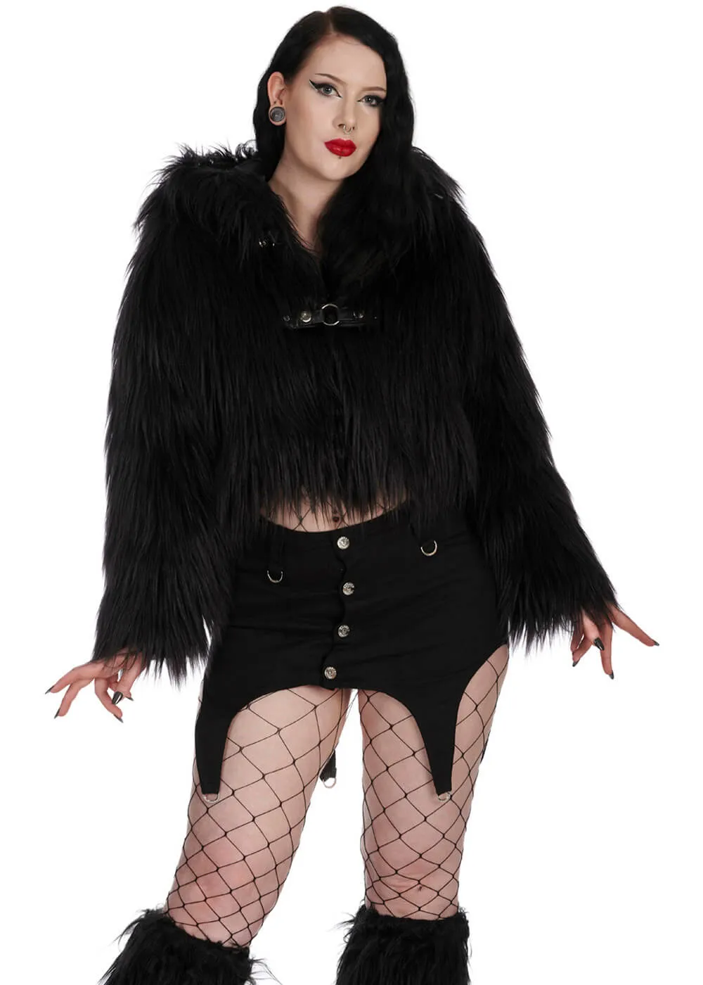Banned Alternative Buffy Fuzzy Jacket Black