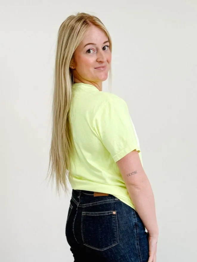 Beach Graphic Tee in Neon Lemon