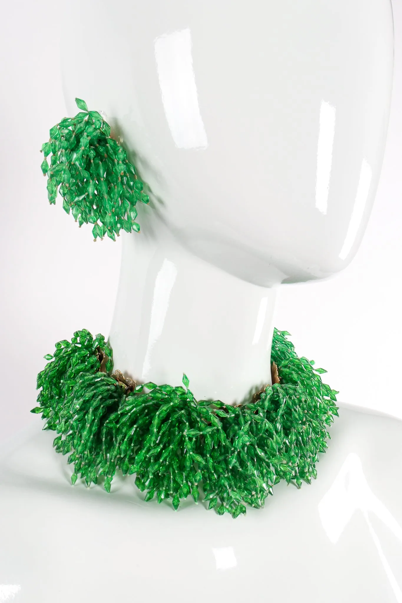 Beaded Fringe Collar Bracelet & Earring Set