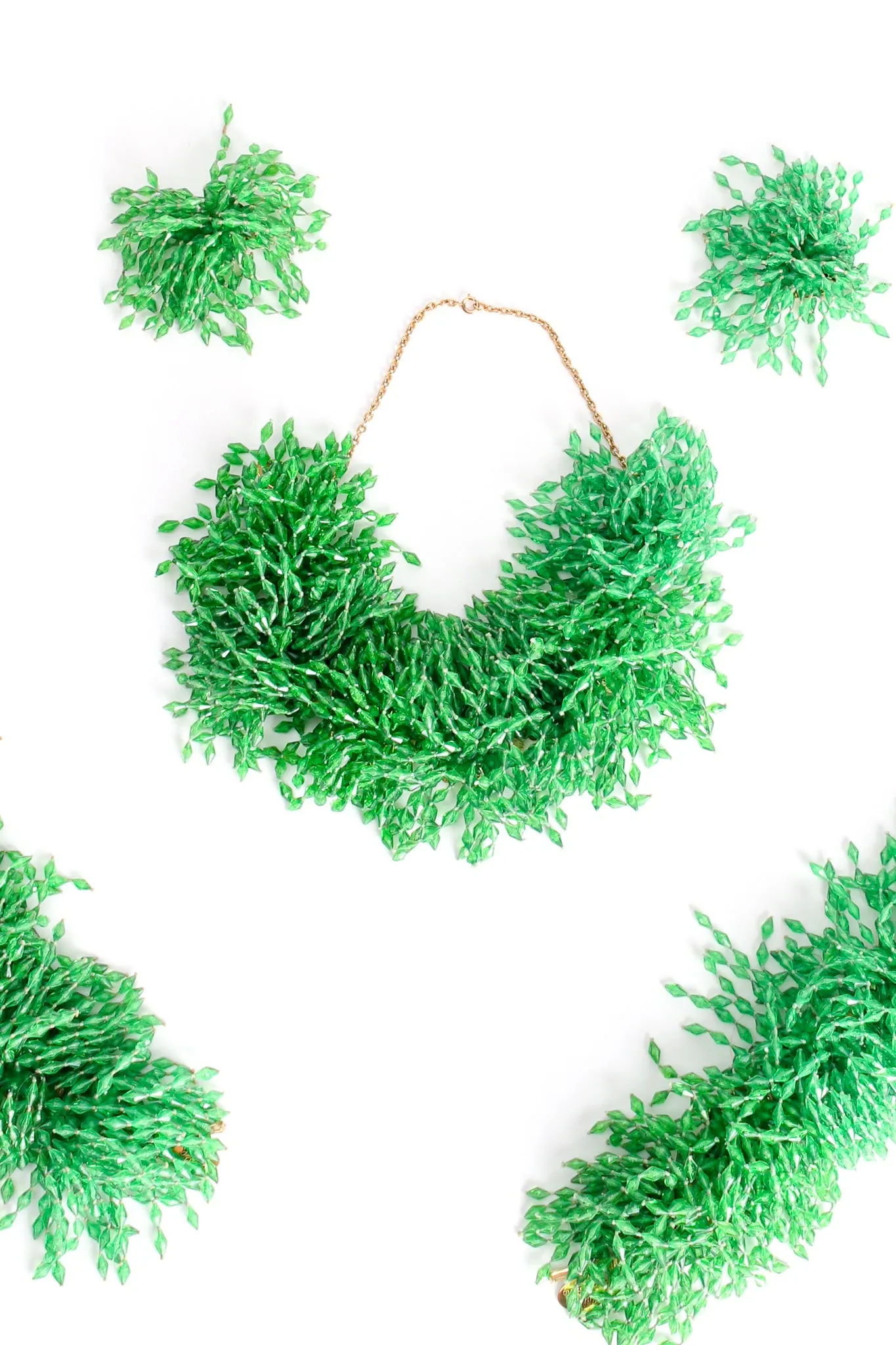 Beaded Fringe Collar Bracelet & Earring Set