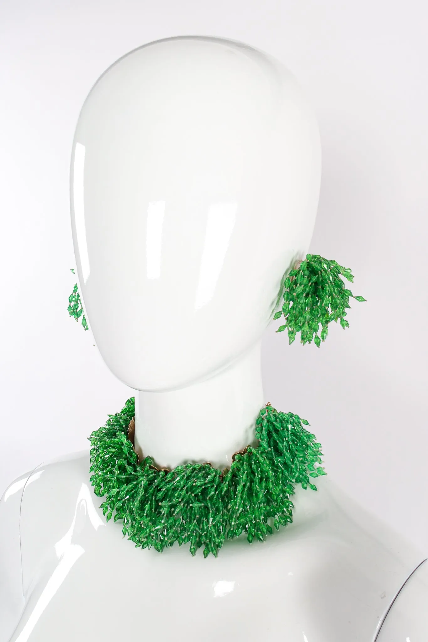 Beaded Fringe Collar Bracelet & Earring Set