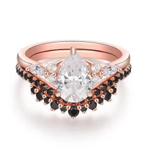 Beautiful 1.5 Carat Pear Cut Moissanite Pave Setting Curved Bridal Set For Women