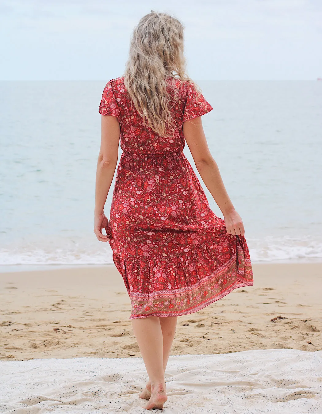 Bella Midi in Ruby Wild Flower