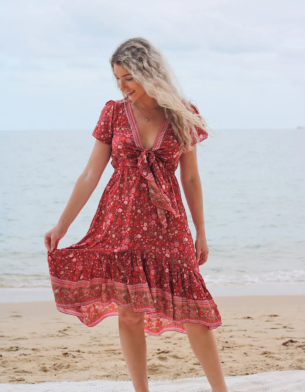Bella Midi in Ruby Wild Flower