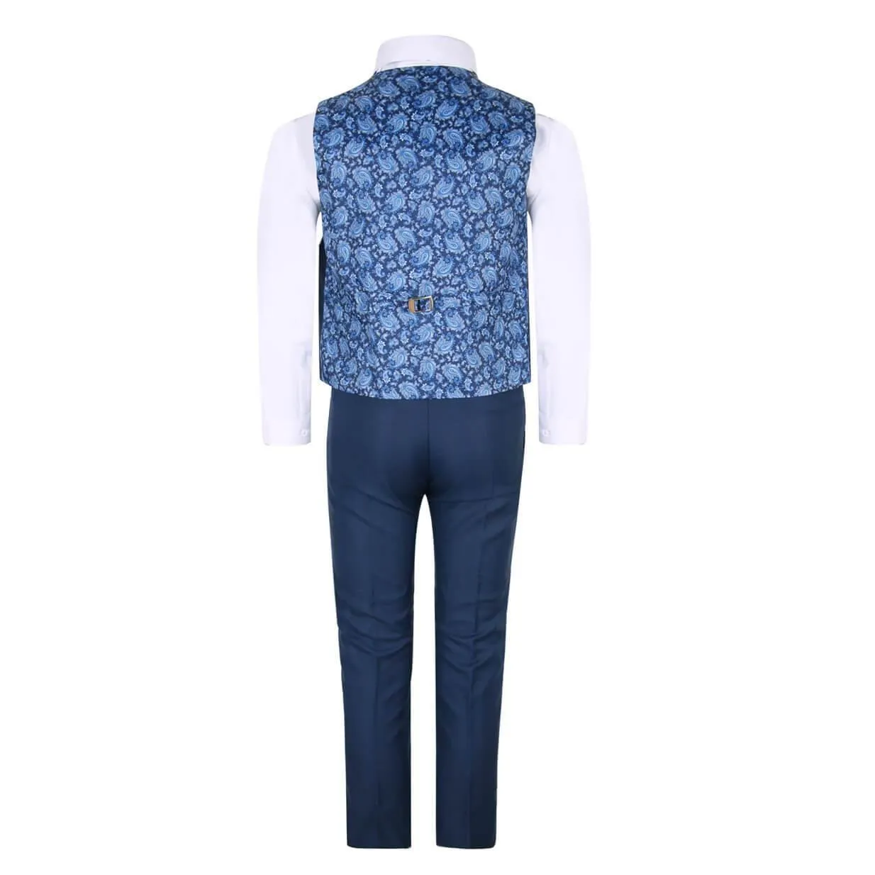 Ben - Navy Fine Check 5 Piece Boys Suit