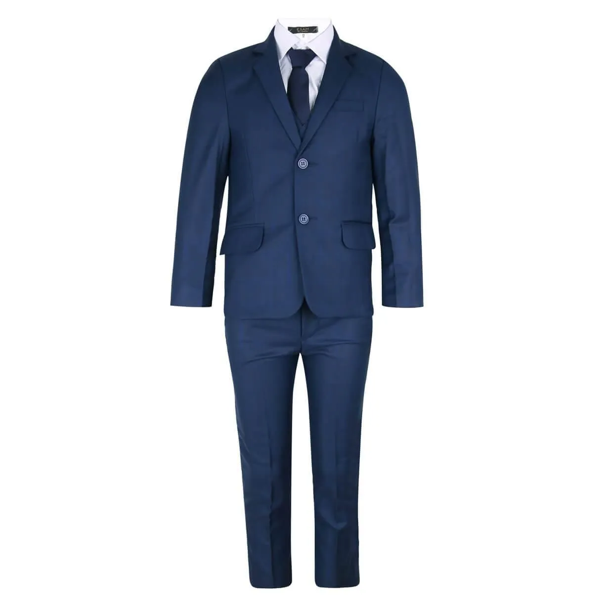 Ben - Navy Fine Check 5 Piece Boys Suit