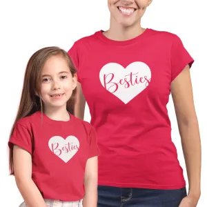 Besties - short sleeve Matching T-Shirts for Mommy and Daughter or Best Friends