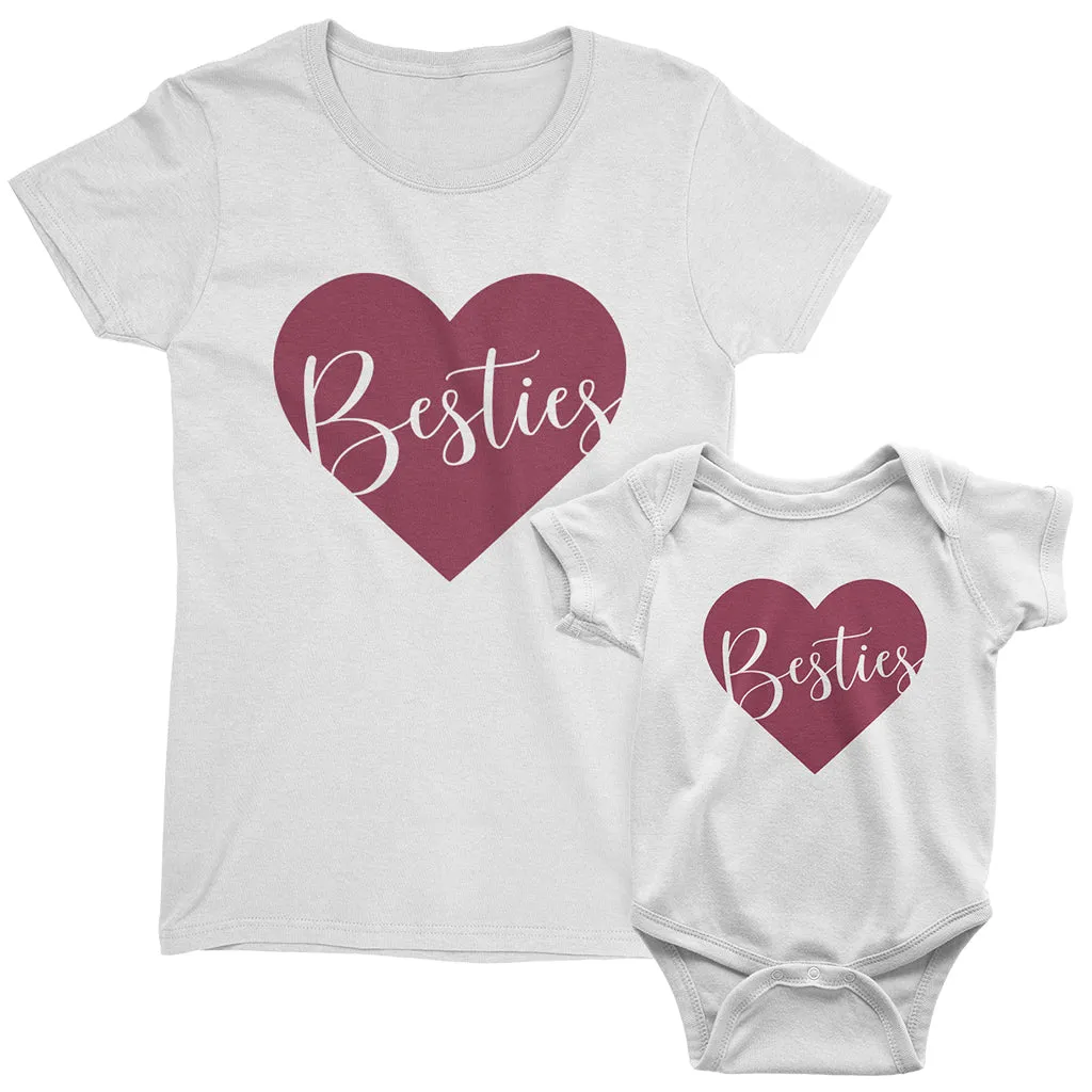 Besties - short sleeve Matching T-Shirts for Mommy and Daughter or Best Friends