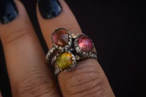 Bicolor Tourmaline 14k Fern Rings