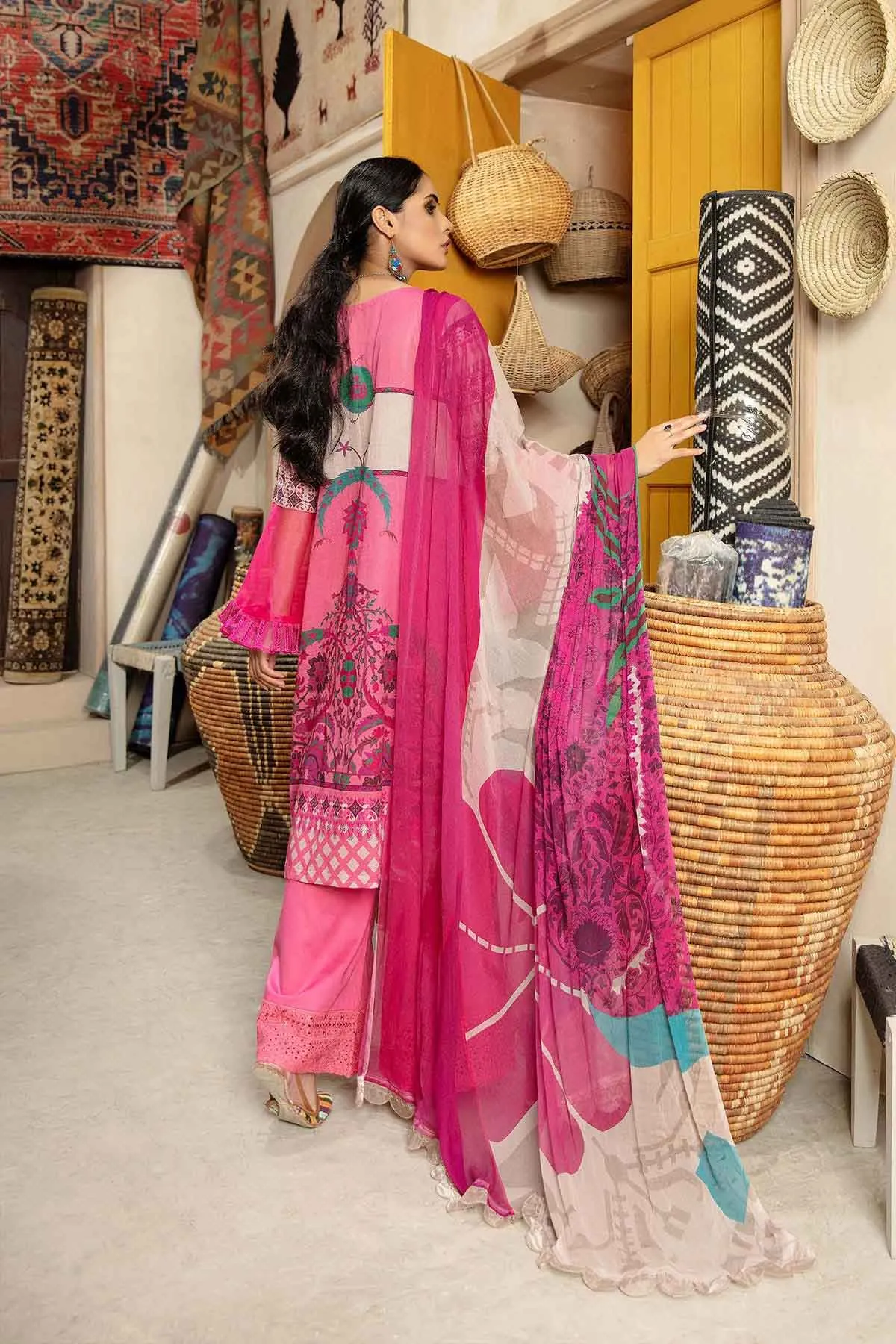 Bin Rashid Lawn Chikankari Pakistani Pink Suits Collection