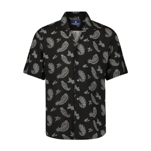 Black and White Paisley Print Short Sleeve Shirt