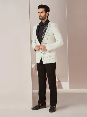 Black and White well Grooming Silk Suit for Men