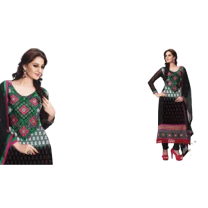 Black color Georgette fabric semi stitched suit with dupatta