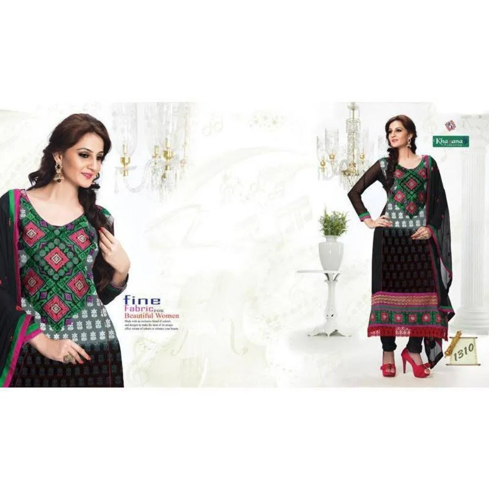 Black color Georgette fabric semi stitched suit with dupatta
