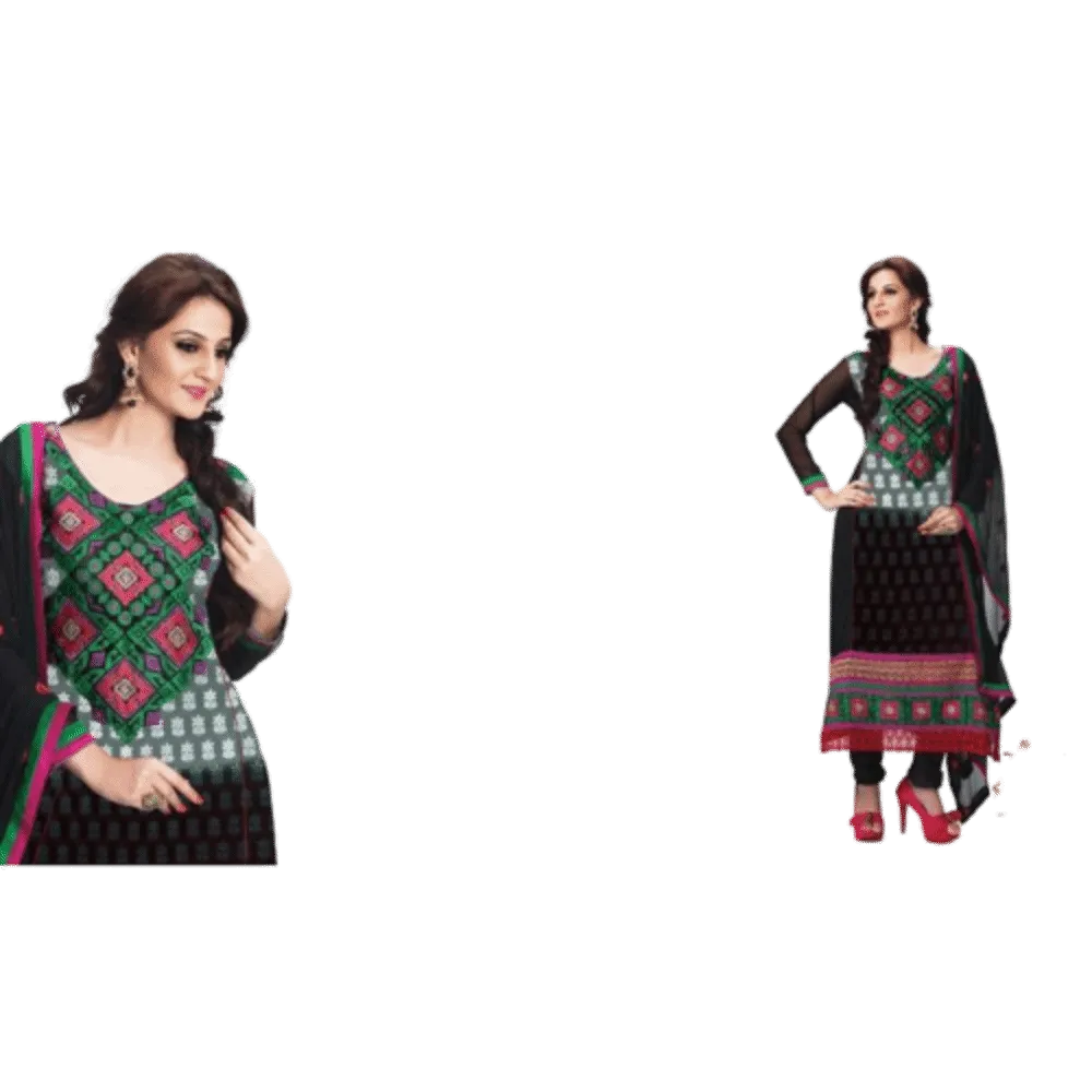 Black color Georgette fabric semi stitched suit with dupatta