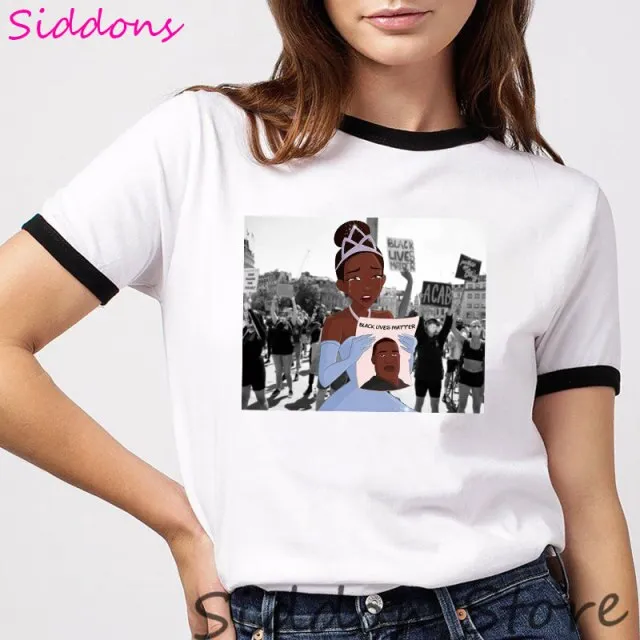Black Lives Matter Princess Female T-shirt George Floyd I Can't Breathe Women tshirts Aesthetic Black History Tops Ringer Tees