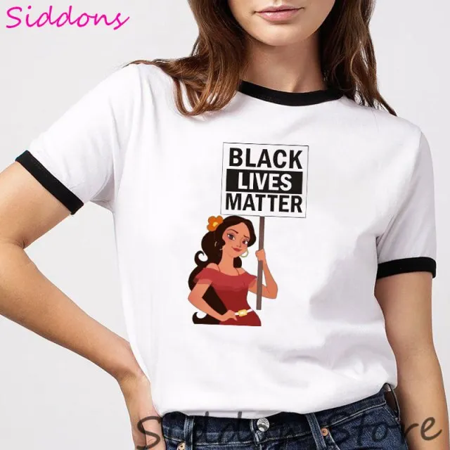 Black Lives Matter Princess Female T-shirt George Floyd I Can't Breathe Women tshirts Aesthetic Black History Tops Ringer Tees
