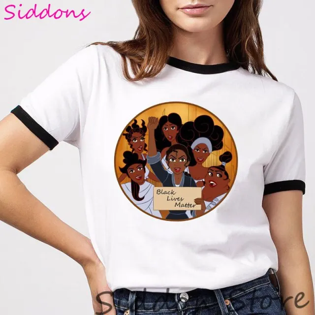 Black Lives Matter Princess Female T-shirt George Floyd I Can't Breathe Women tshirts Aesthetic Black History Tops Ringer Tees
