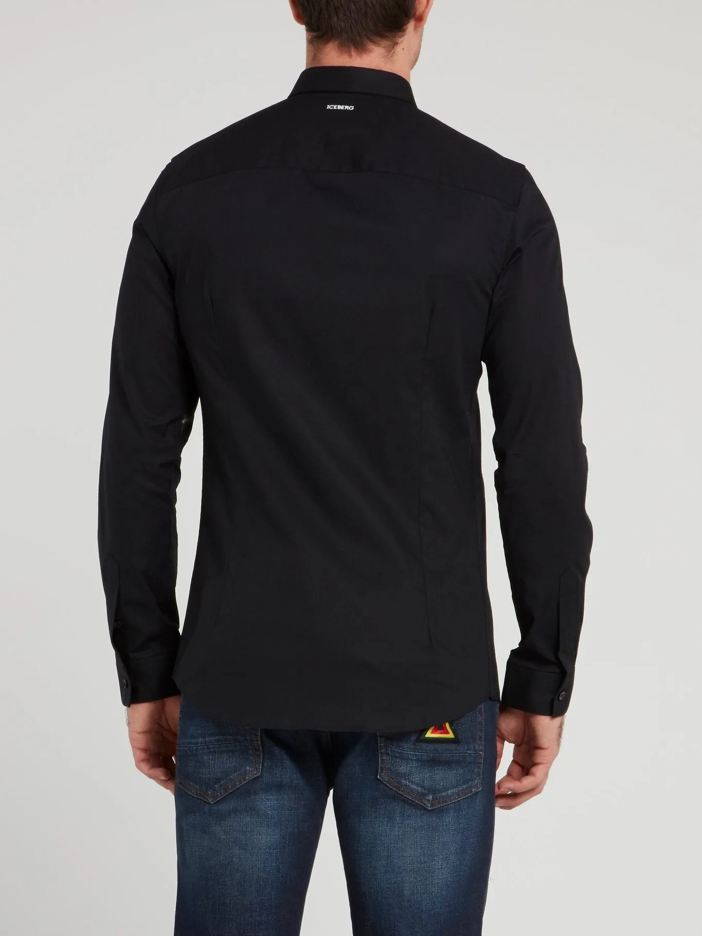 Black Logo Stripe Button Up Shirt