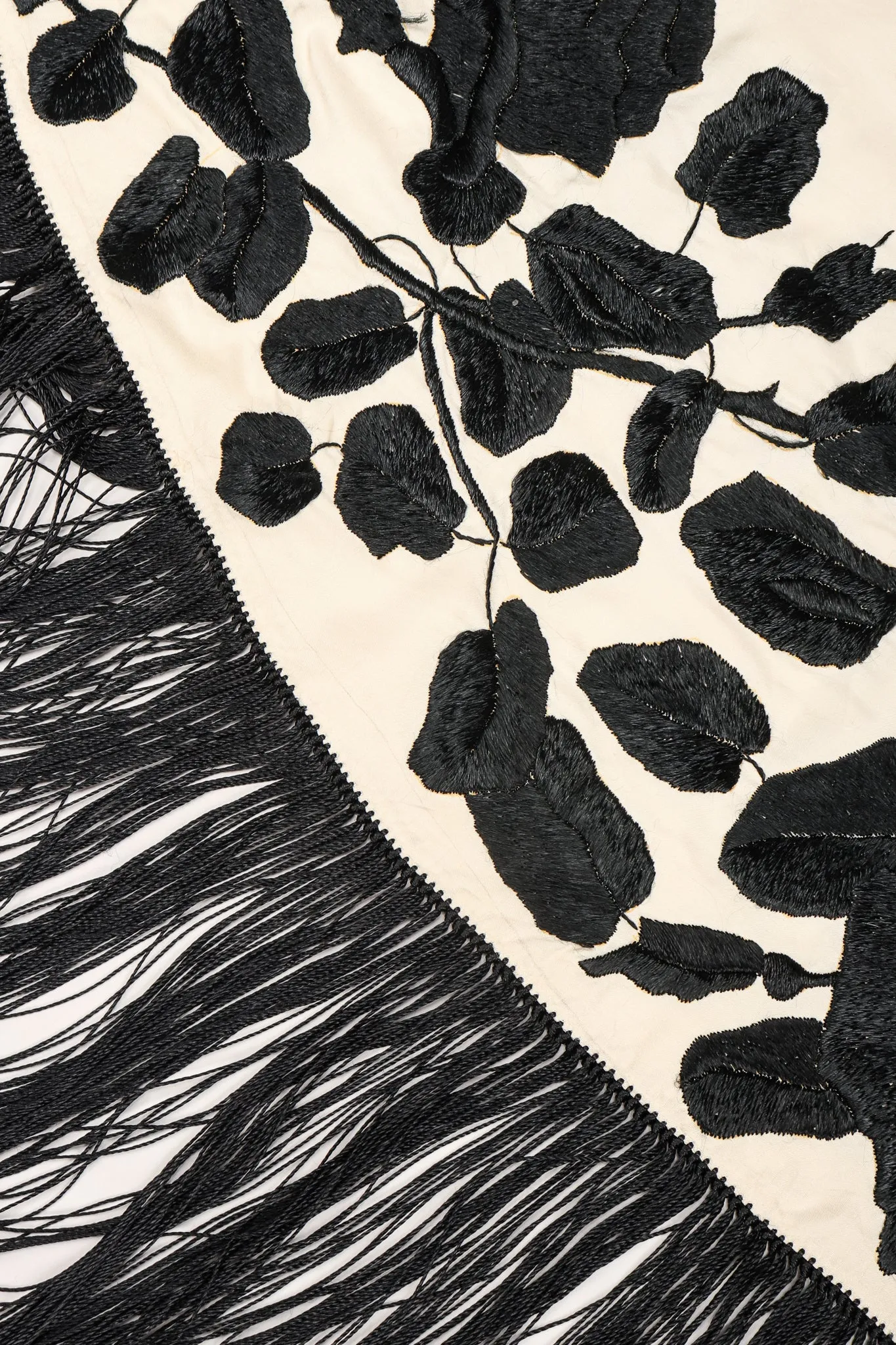 Black Roses Fringed Shawl