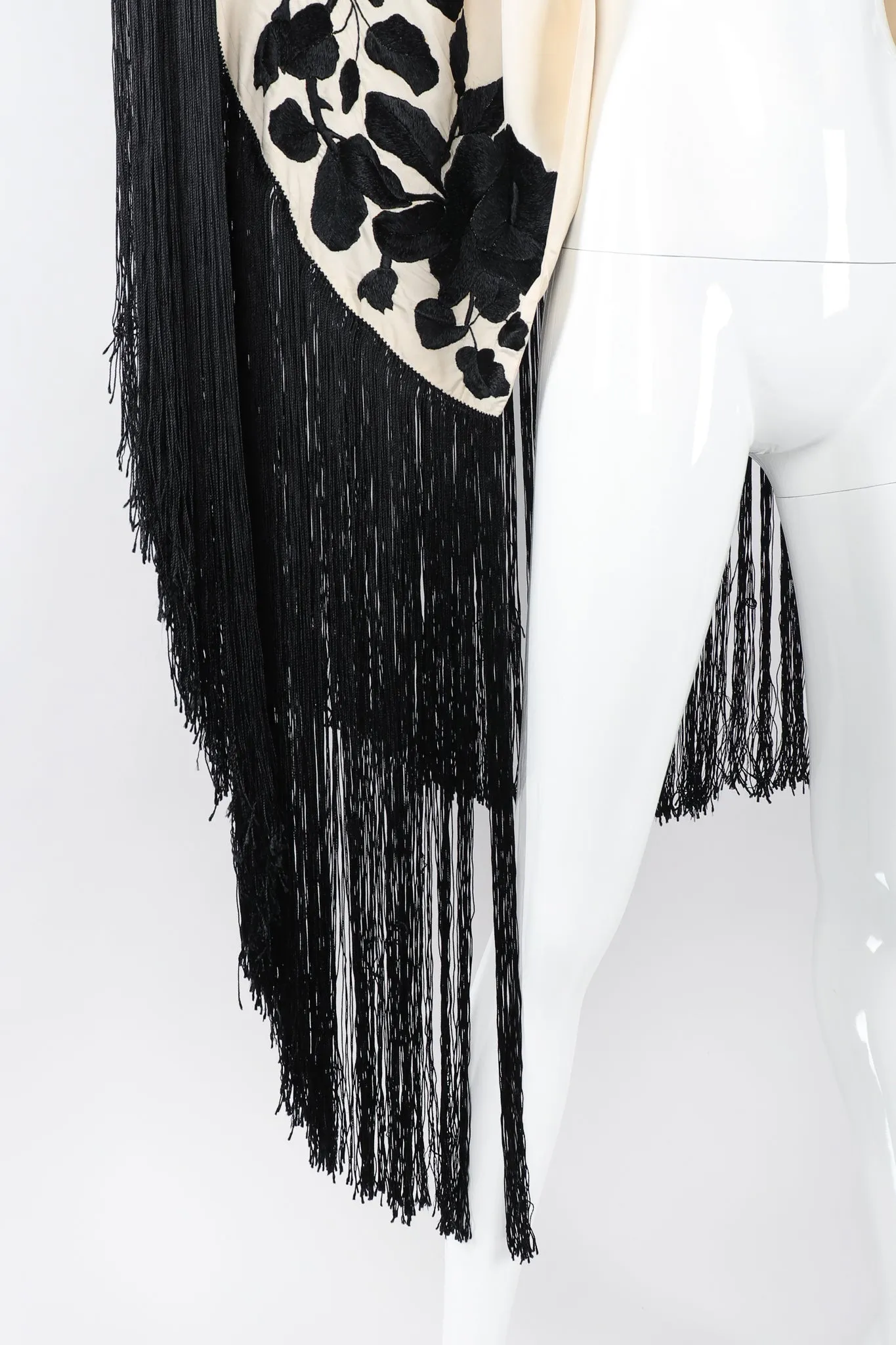 Black Roses Fringed Shawl