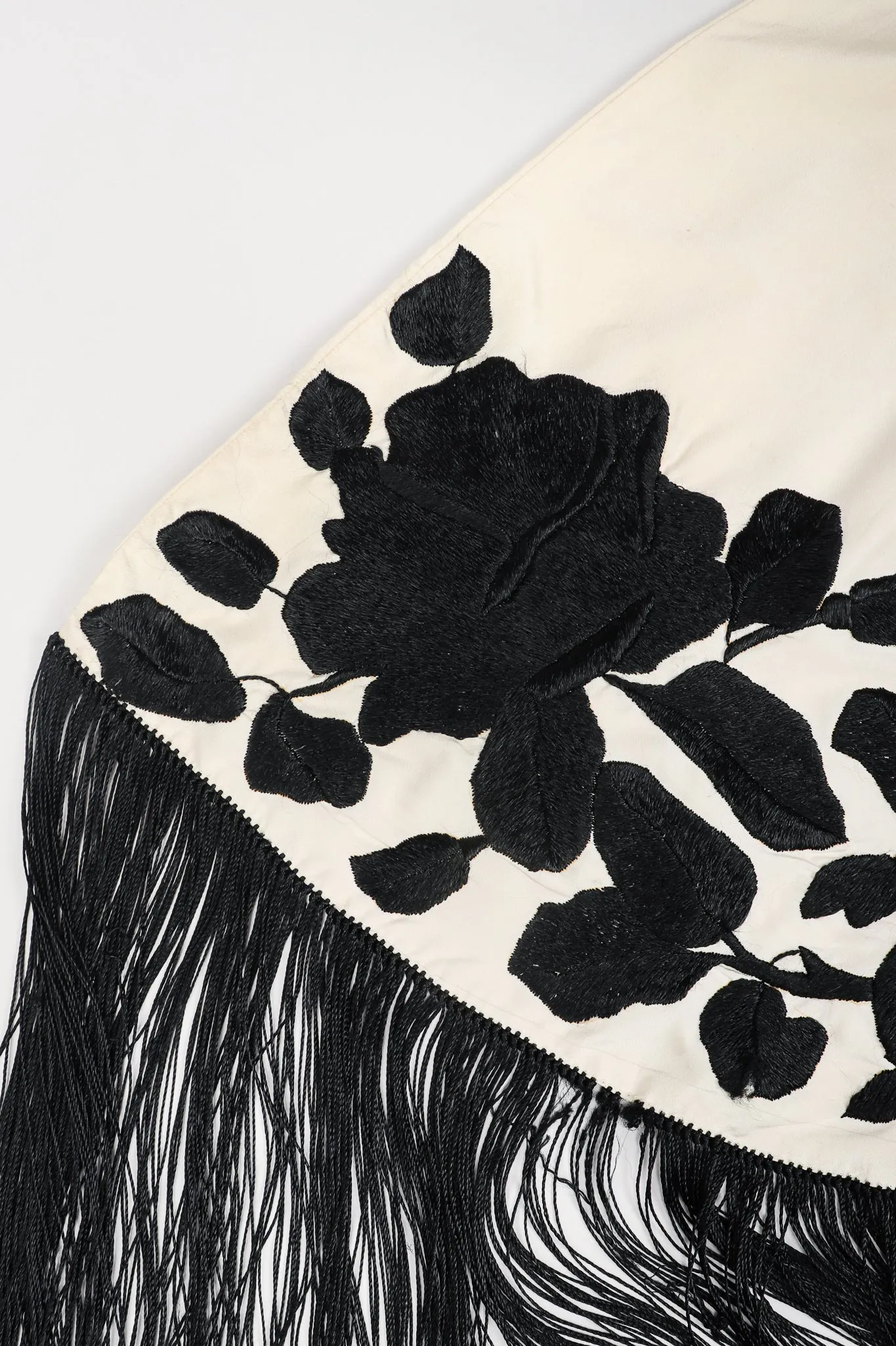 Black Roses Fringed Shawl