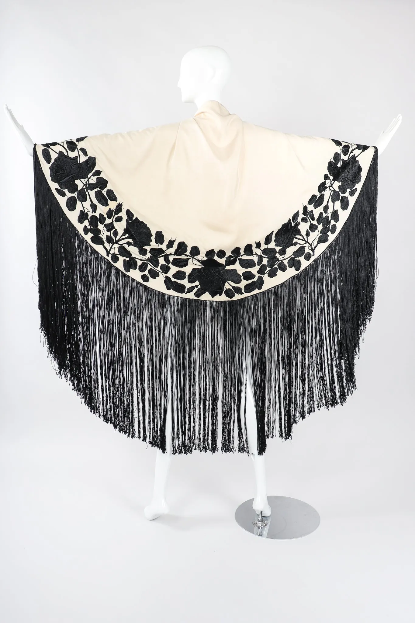 Black Roses Fringed Shawl