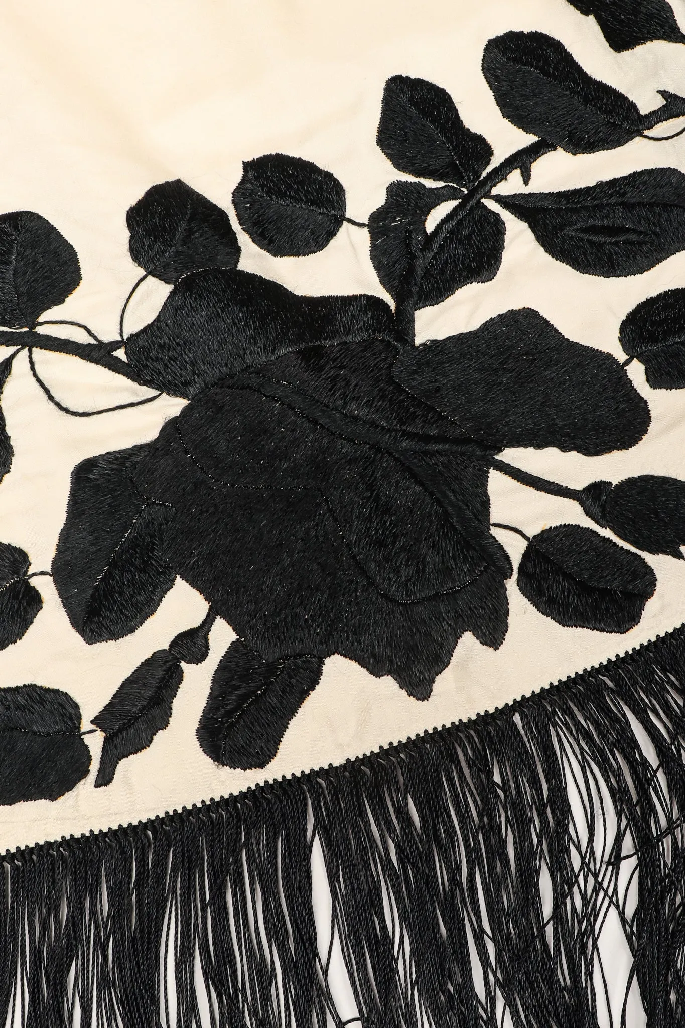 Black Roses Fringed Shawl