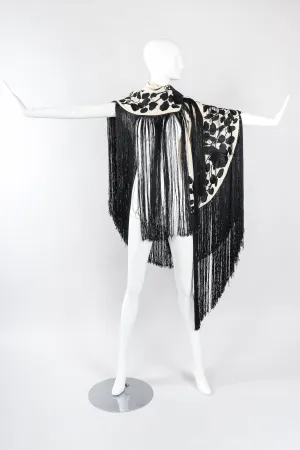 Black Roses Fringed Shawl