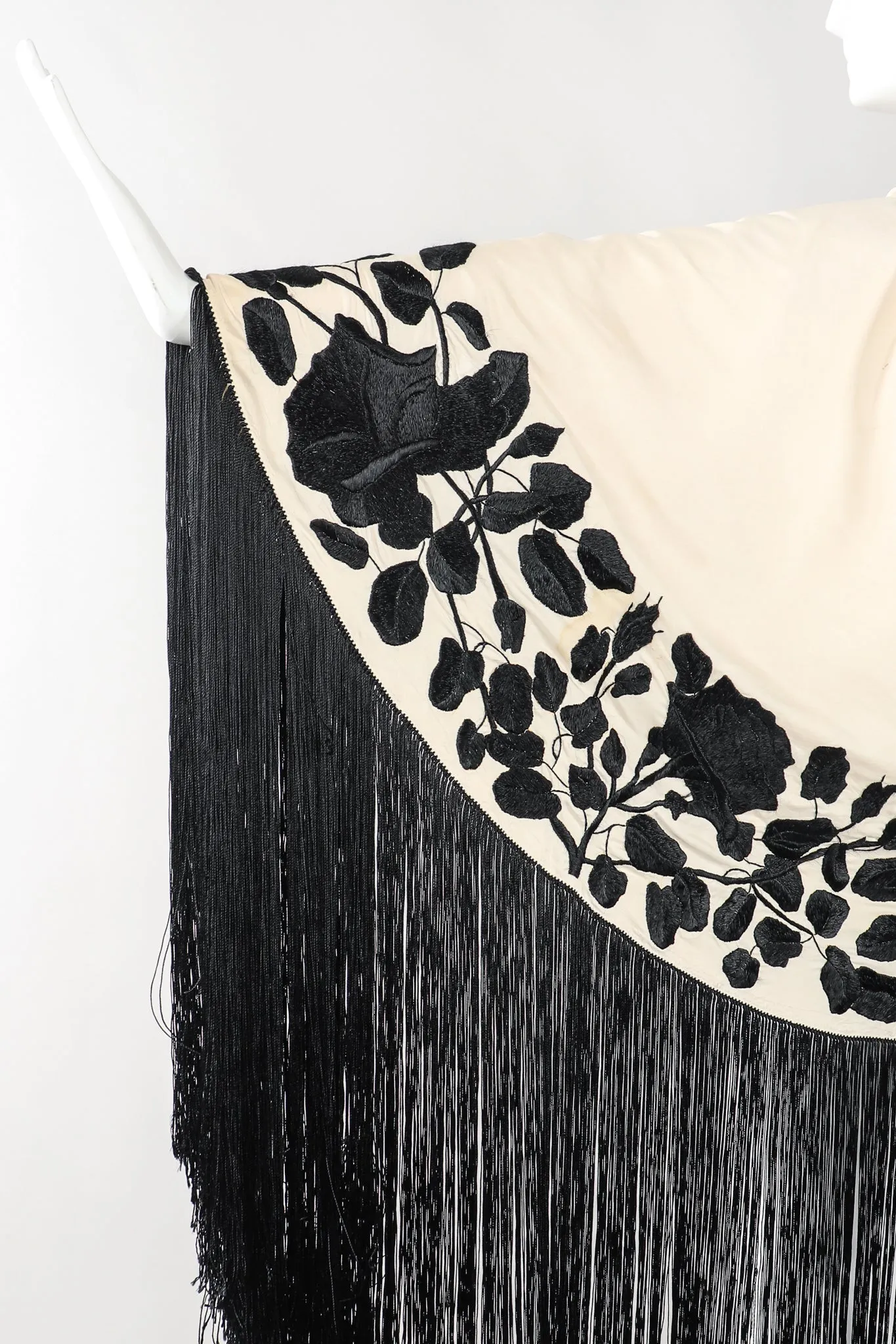 Black Roses Fringed Shawl