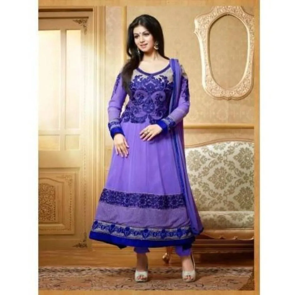 Blue Embroidered Anarkali Suit Set 15001