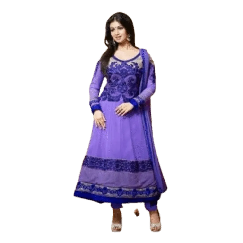 Blue Embroidered Anarkali Suit Set 15001