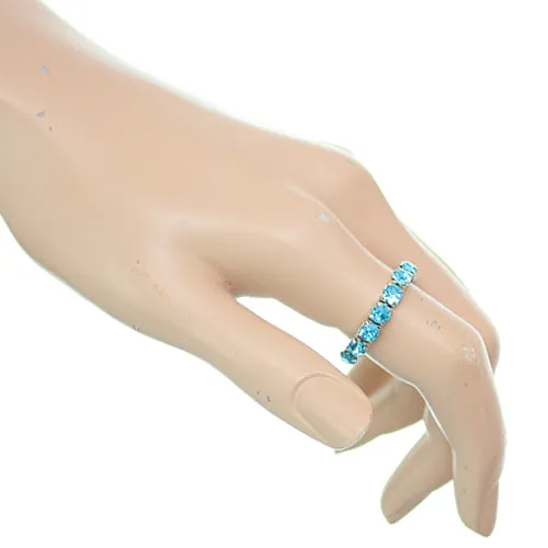 Blue Rhinestone Stretch Mini Ring
