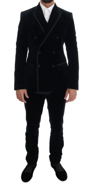 Blue Velvet Double Breasted Slim Suit