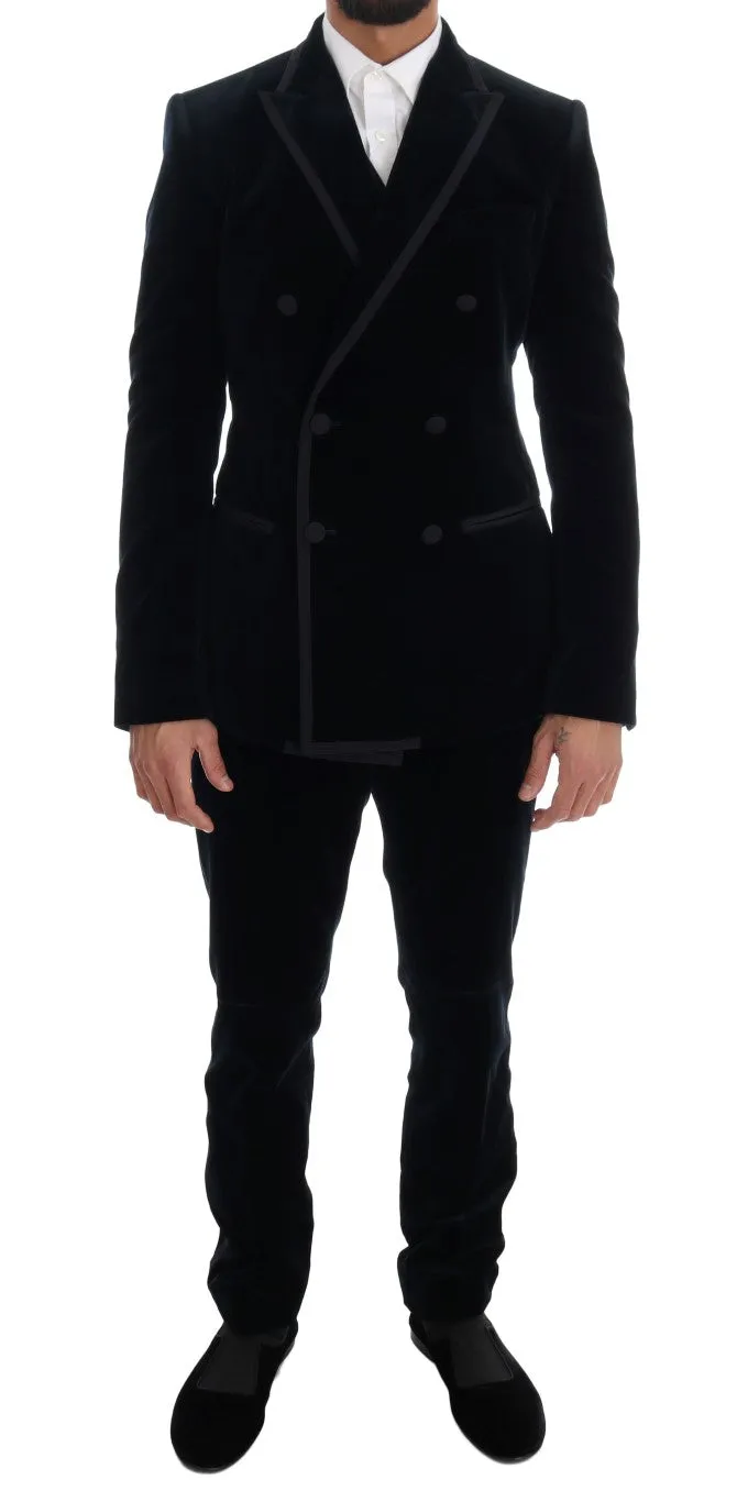 Blue Velvet Double Breasted Slim Suit