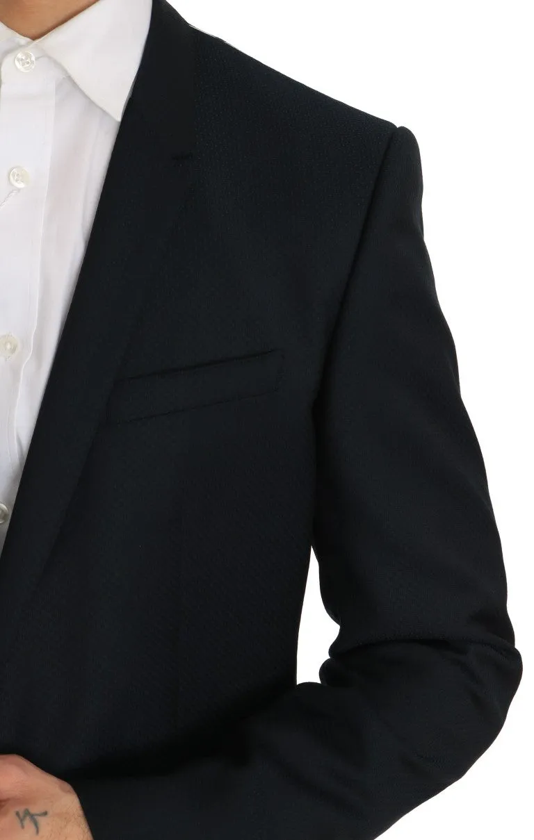 Blue Wool Two Button Slim Fit Suit