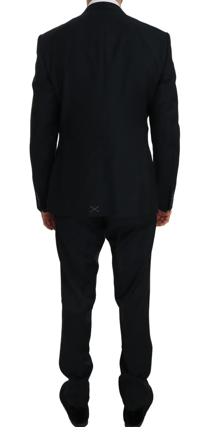 Blue Wool Two Button Slim Fit Suit
