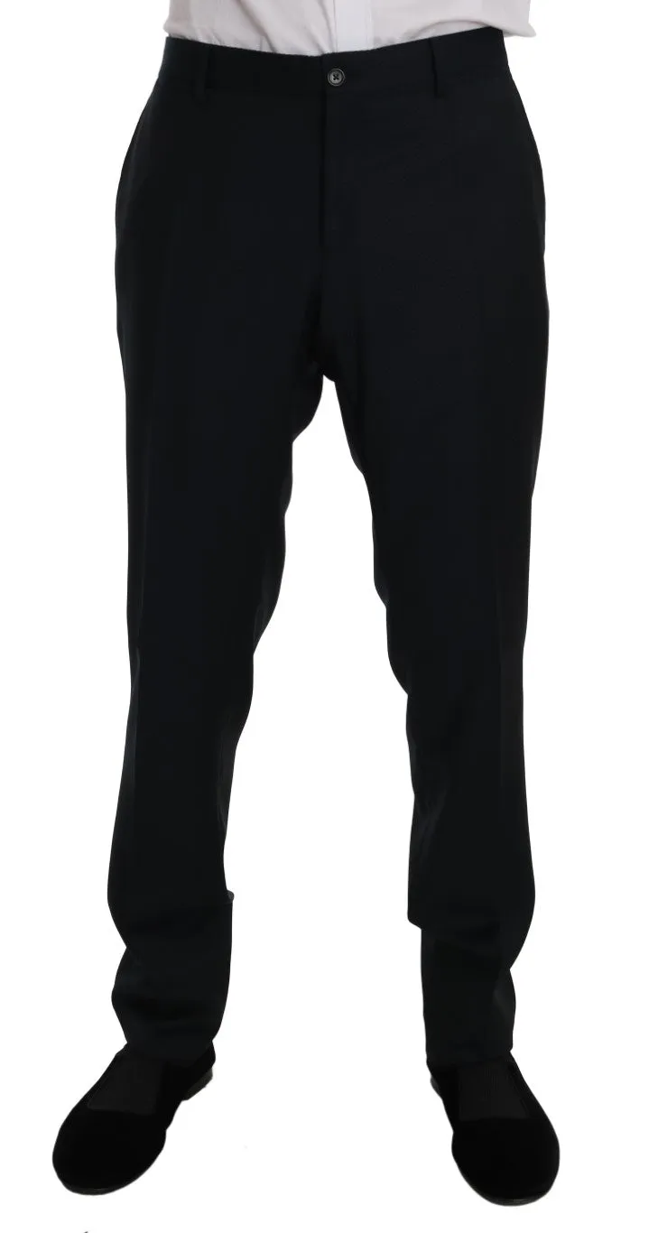 Blue Wool Two Button Slim Fit Suit